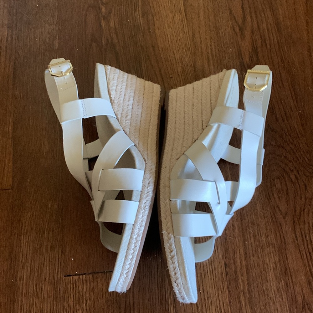 New Cole Haan Crystal Wedge Leather Espadrille Strap Sandal - Picture 7 of 10